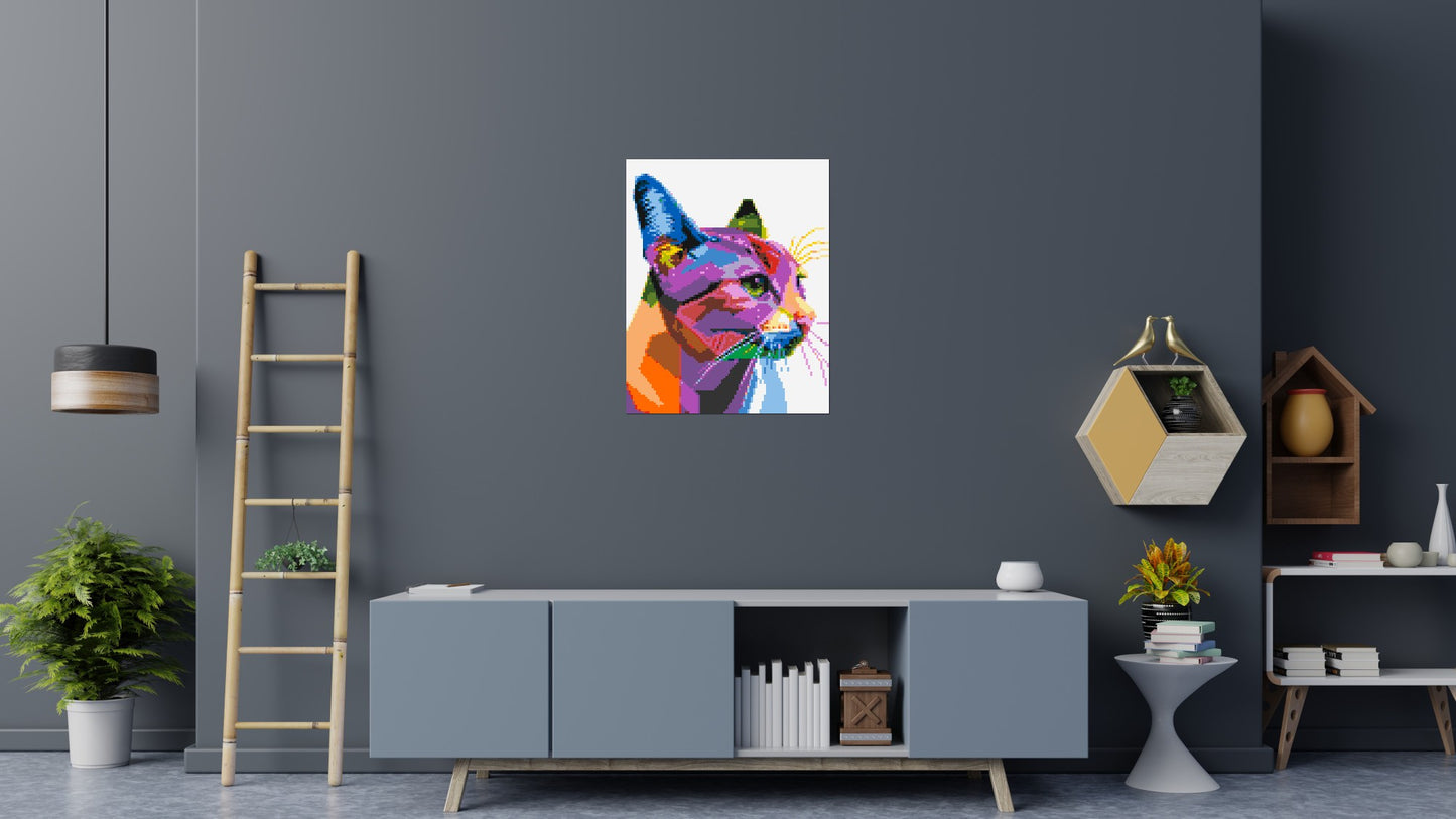 Cat #1 Colourful Pop Art - Brick Art Mosaic Kit 4x5 large