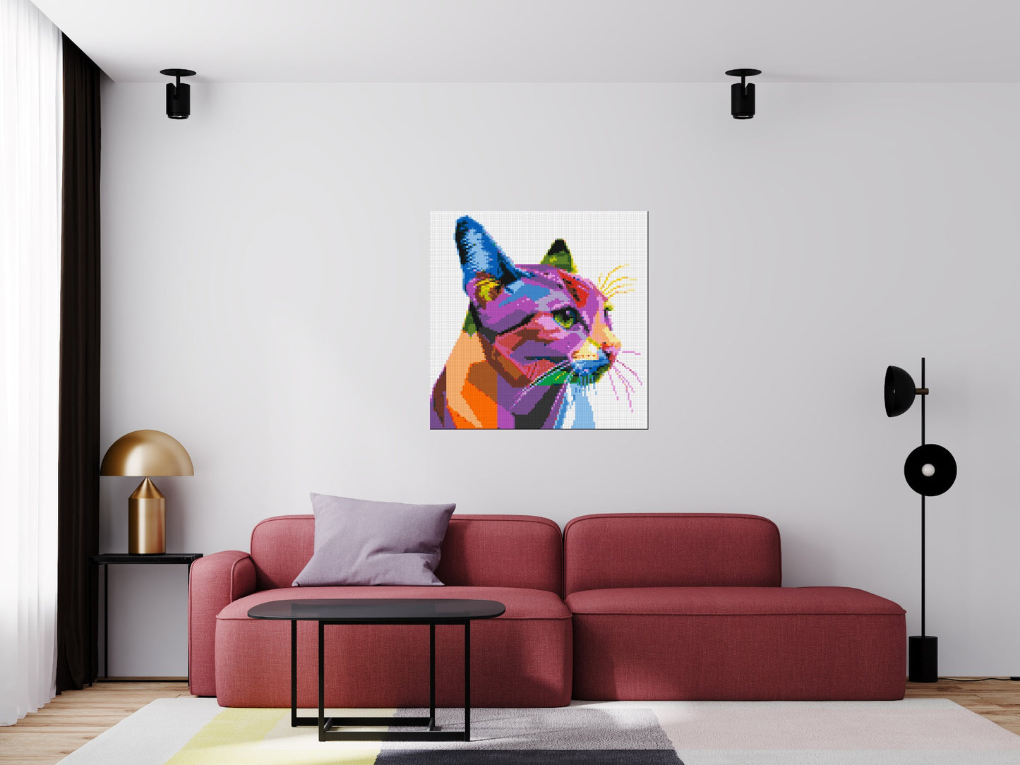 Cat #1 Colourful Pop Art - Brick Art Mosaic Kit 5x5 large