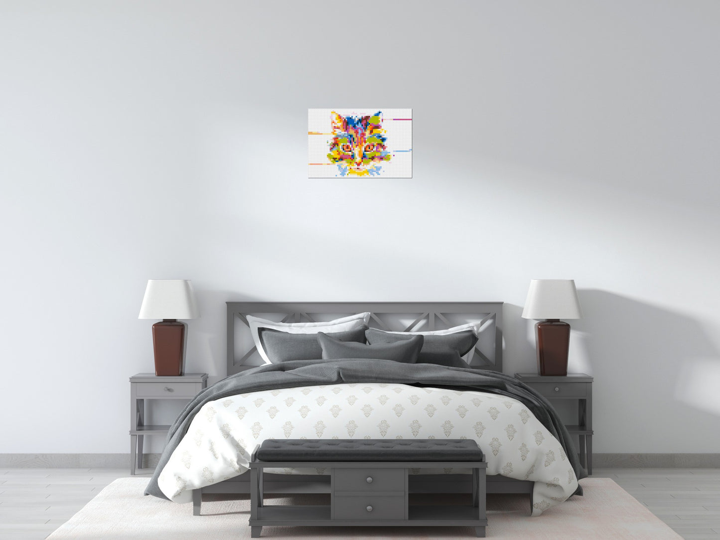 Abstract Cat Colourful Pop Art - Brick Art Mosaic Kit 3x2 large