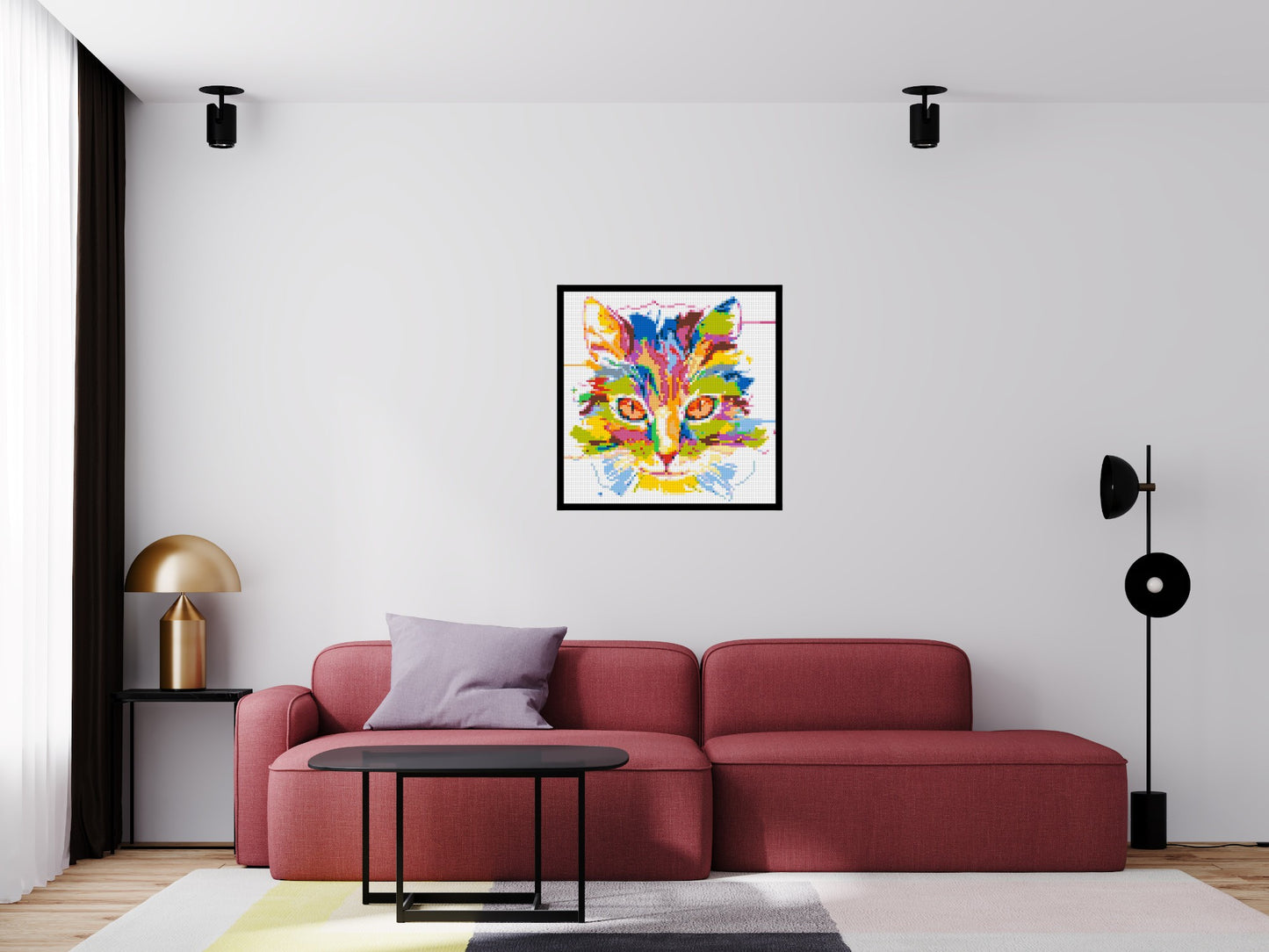 Abstract Cat Colourful Pop Art - Brick Art Mosaic Kit 4x4 large