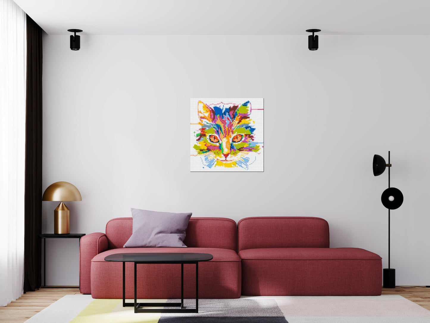 Abstract Cat Colourful Pop Art - Brick Art Mosaic Kit 4x4 large