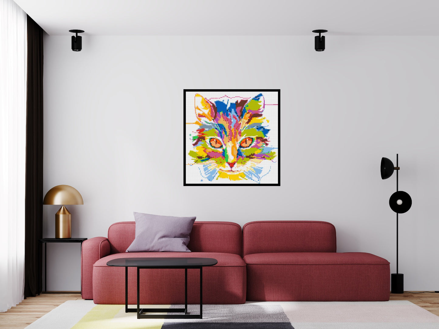Abstract Cat Colourful Pop Art - Brick Art Mosaic Kit 5x5 large