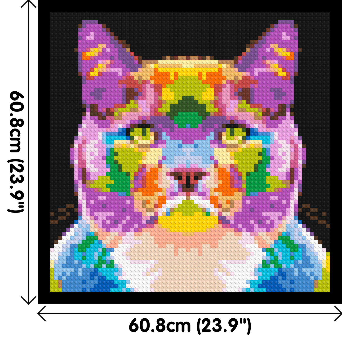 Lazy Cat Colourful Pop Art - Brick Art Mosaic Kit 3x3 large