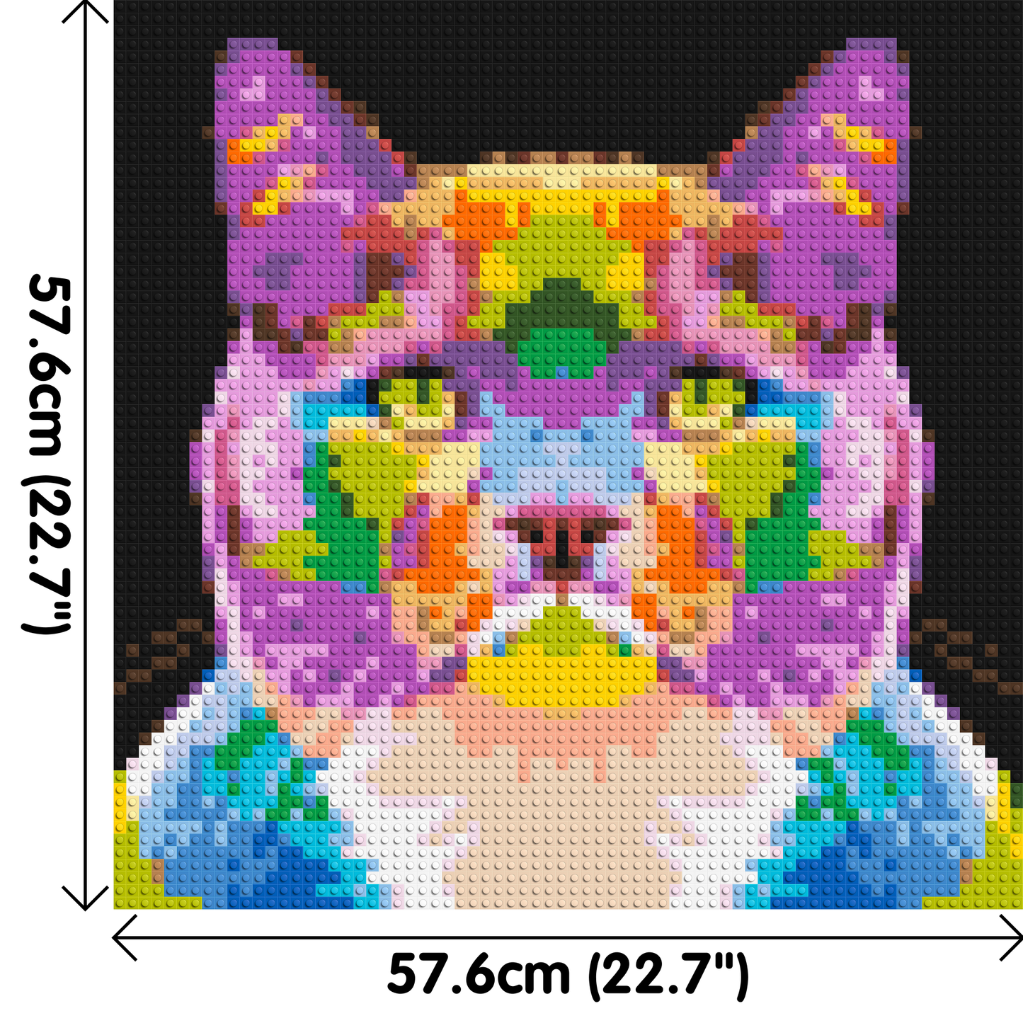 Lazy Cat Colourful Pop Art - Brick Art Mosaic Kit 3x3 large