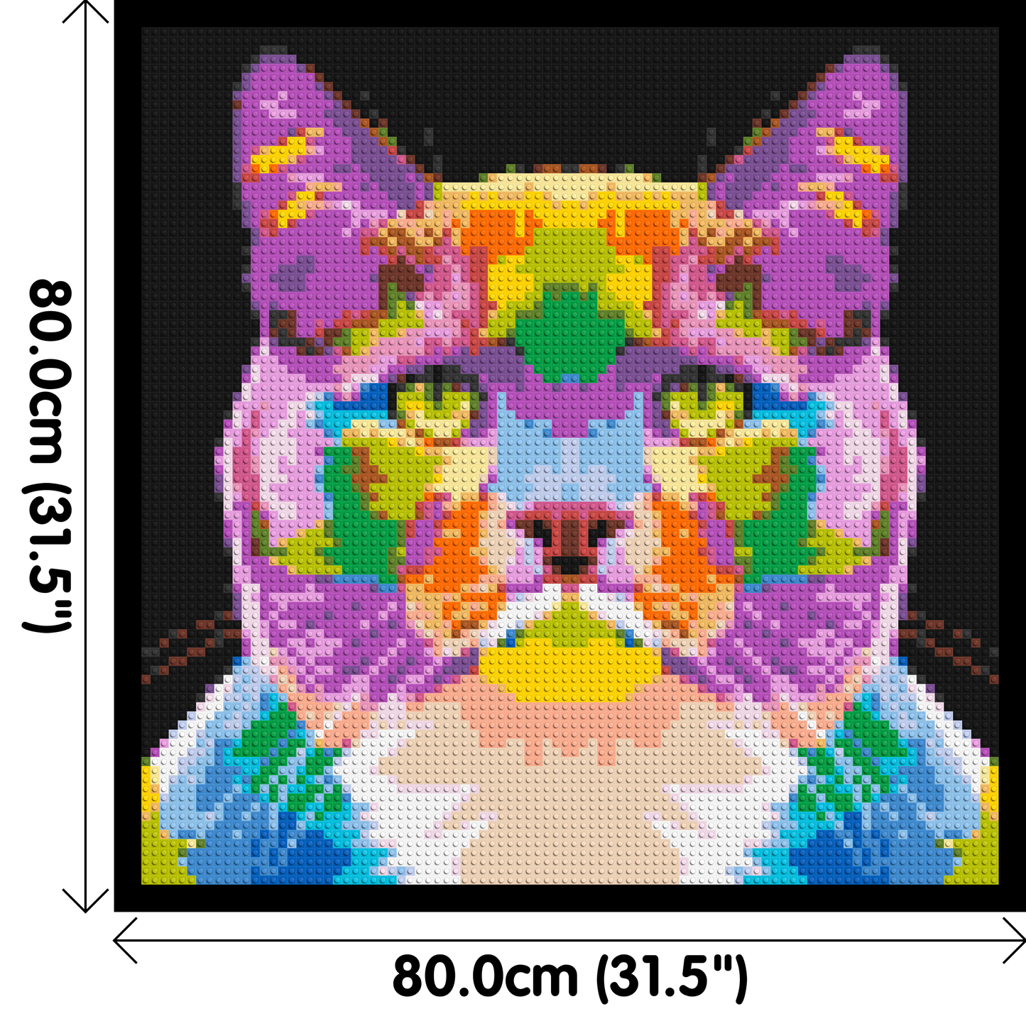 Lazy Cat Colourful Pop Art - Brick Art Mosaic Kit 4x4 large