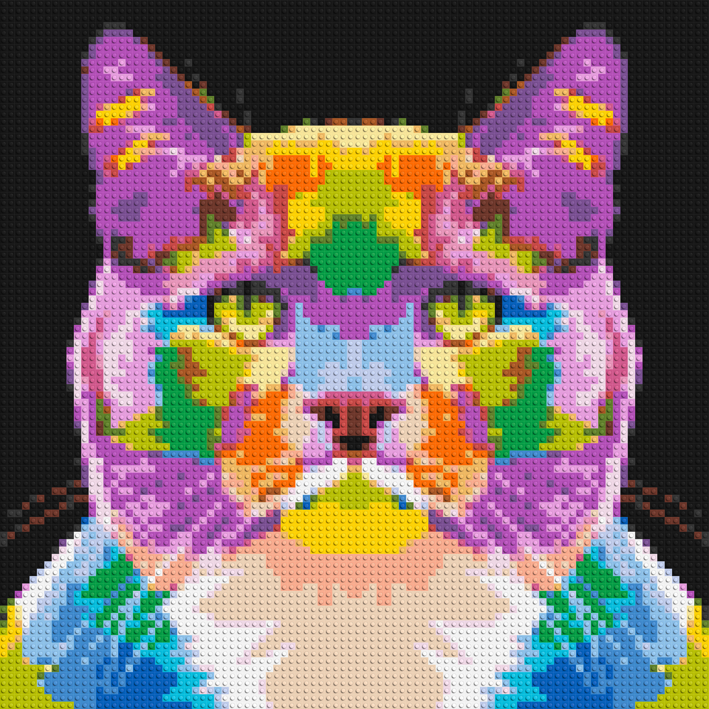Lazy Cat Colourful Pop Art - Brick Art Mosaic Kit 4x4 large