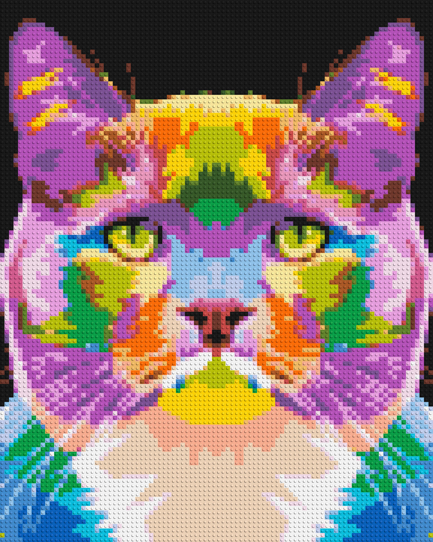 Lazy Cat Colourful Pop Art - Brick Art Mosaic Kit 4x5 large