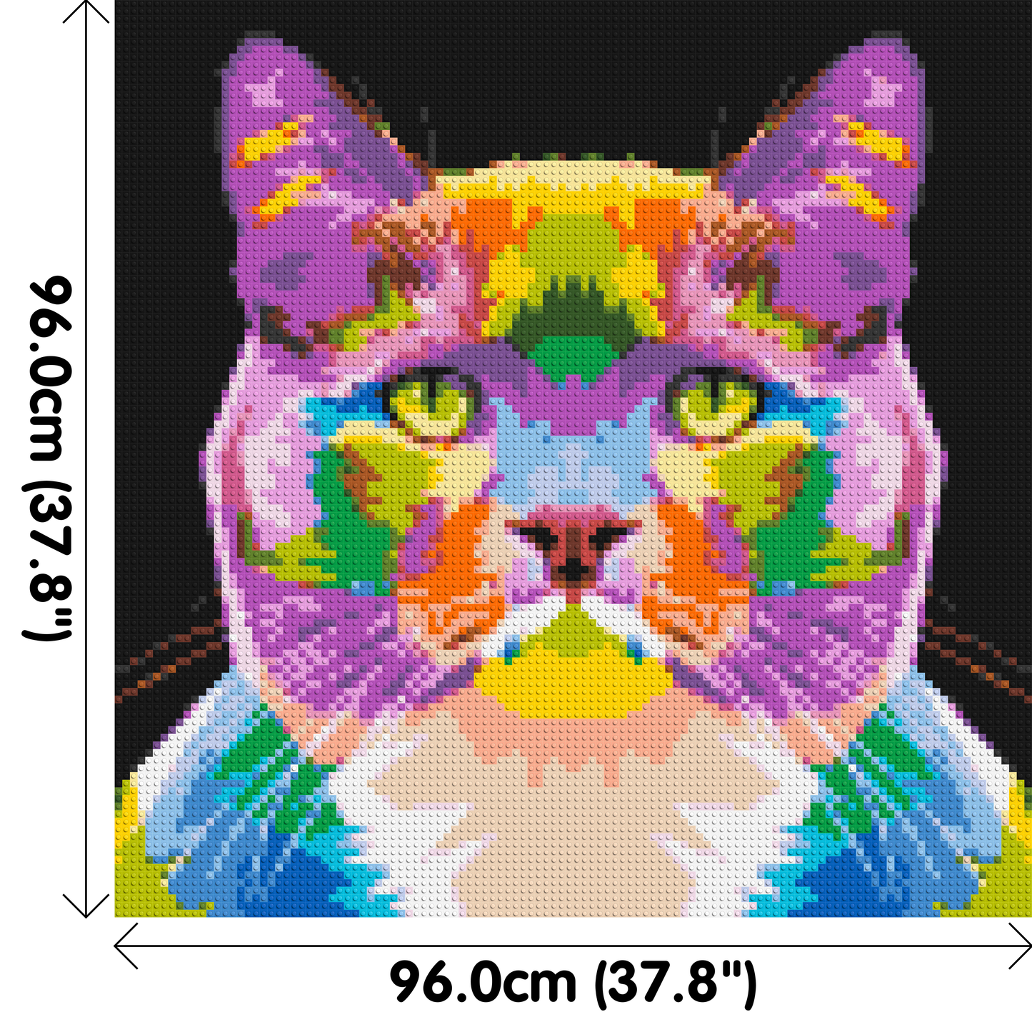 Lazy Cat Colourful Pop Art - Brick Art Mosaic Kit 5x5 large