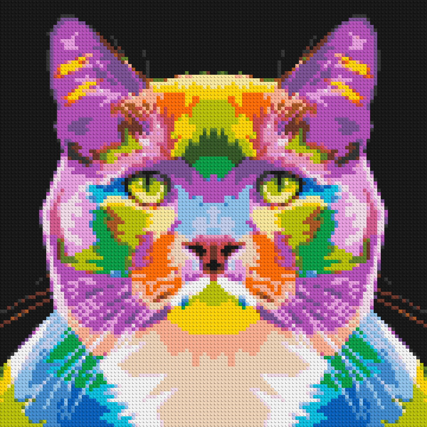 Lazy Cat Colourful Pop Art - Brick Art Mosaic Kit 5x5 large