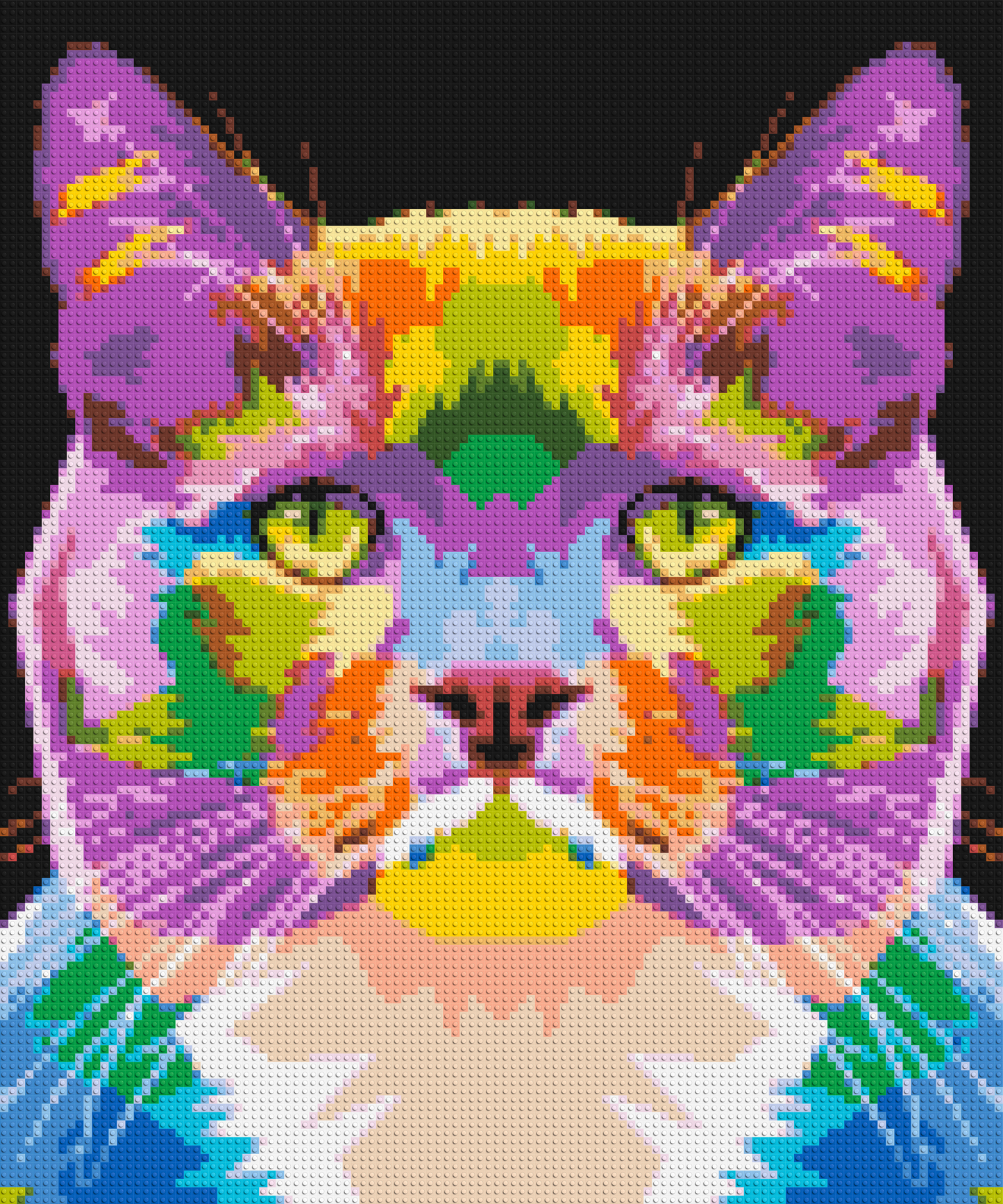 Lazy Cat Colourful Pop Art - Brick Art Mosaic Kit 5x6 large