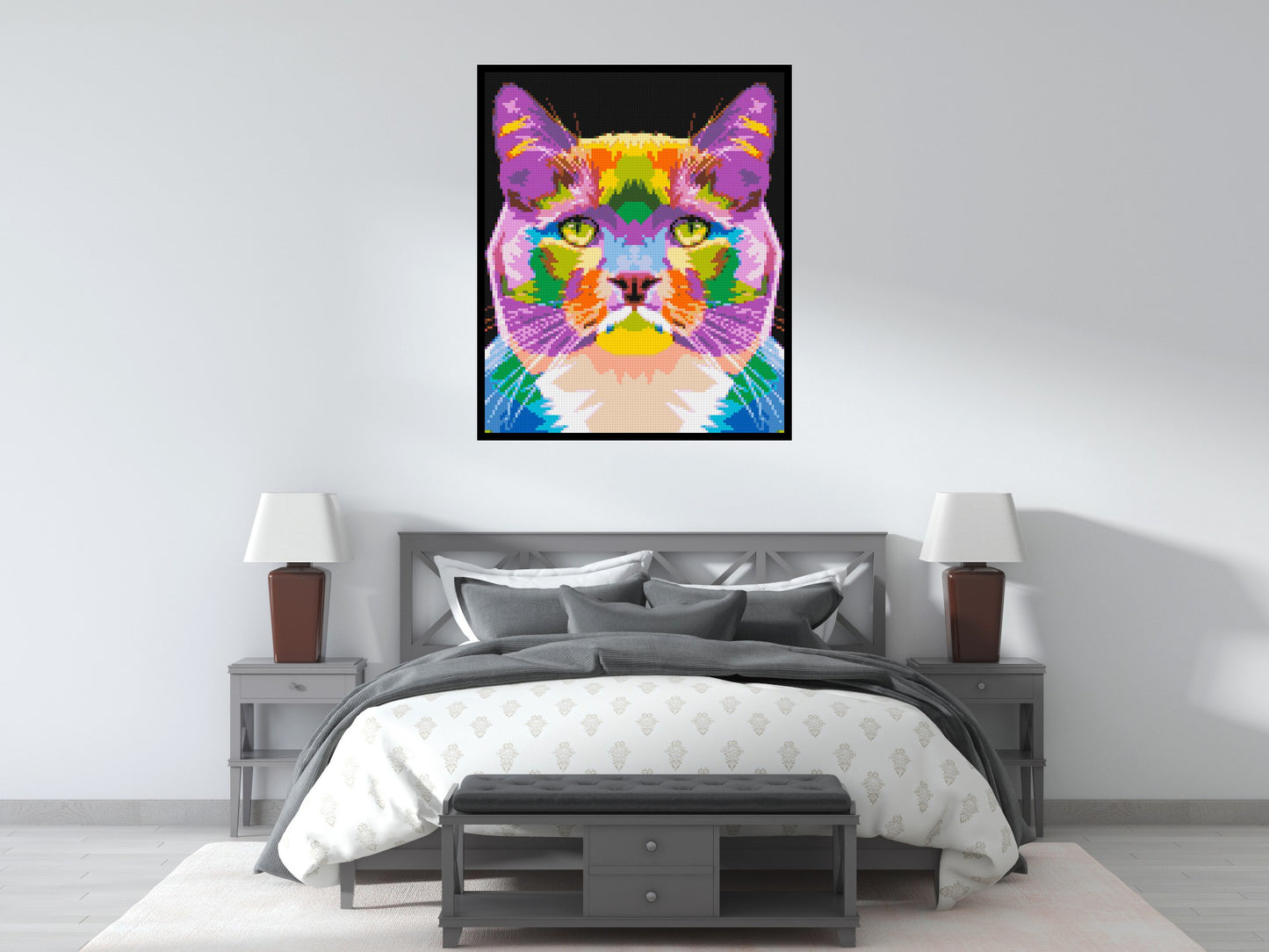 Lazy Cat Colourful Pop Art - Brick Art Mosaic Kit 5x6 large