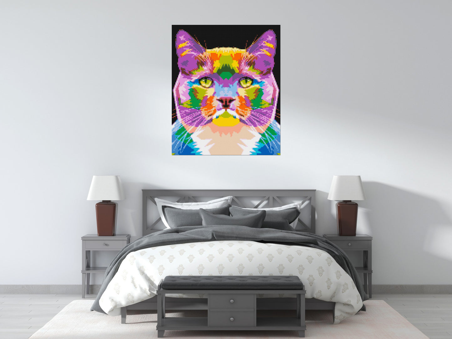 Lazy Cat Colourful Pop Art - Brick Art Mosaic Kit 5x6 large