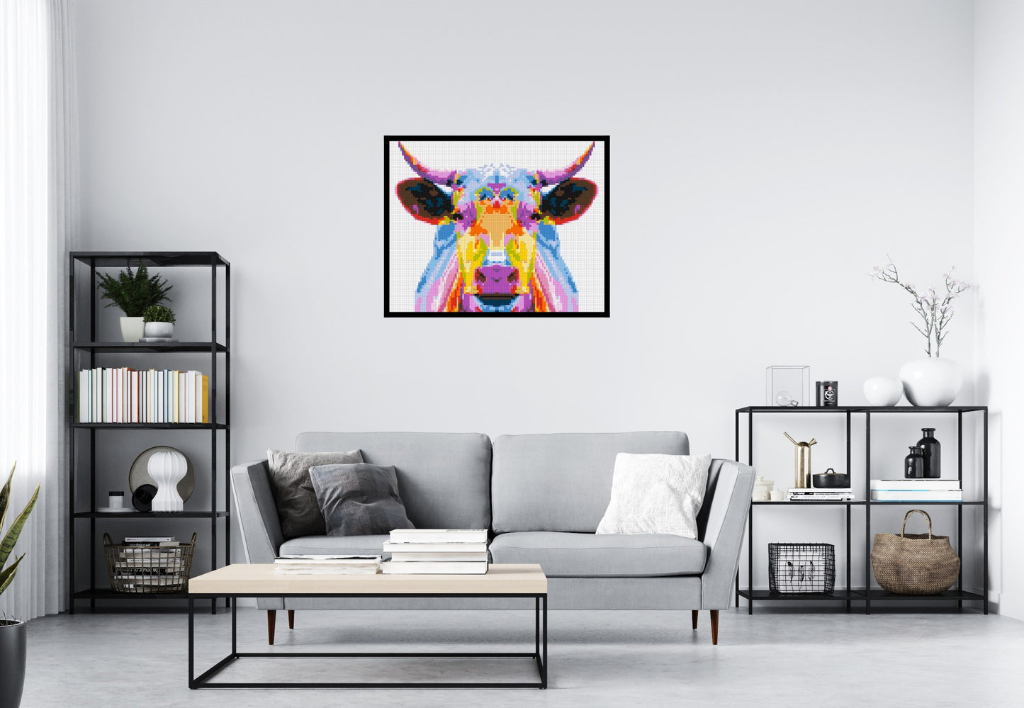 Cow Colourful Pop Art - Brick Art Mosaic Kit 5x4 large