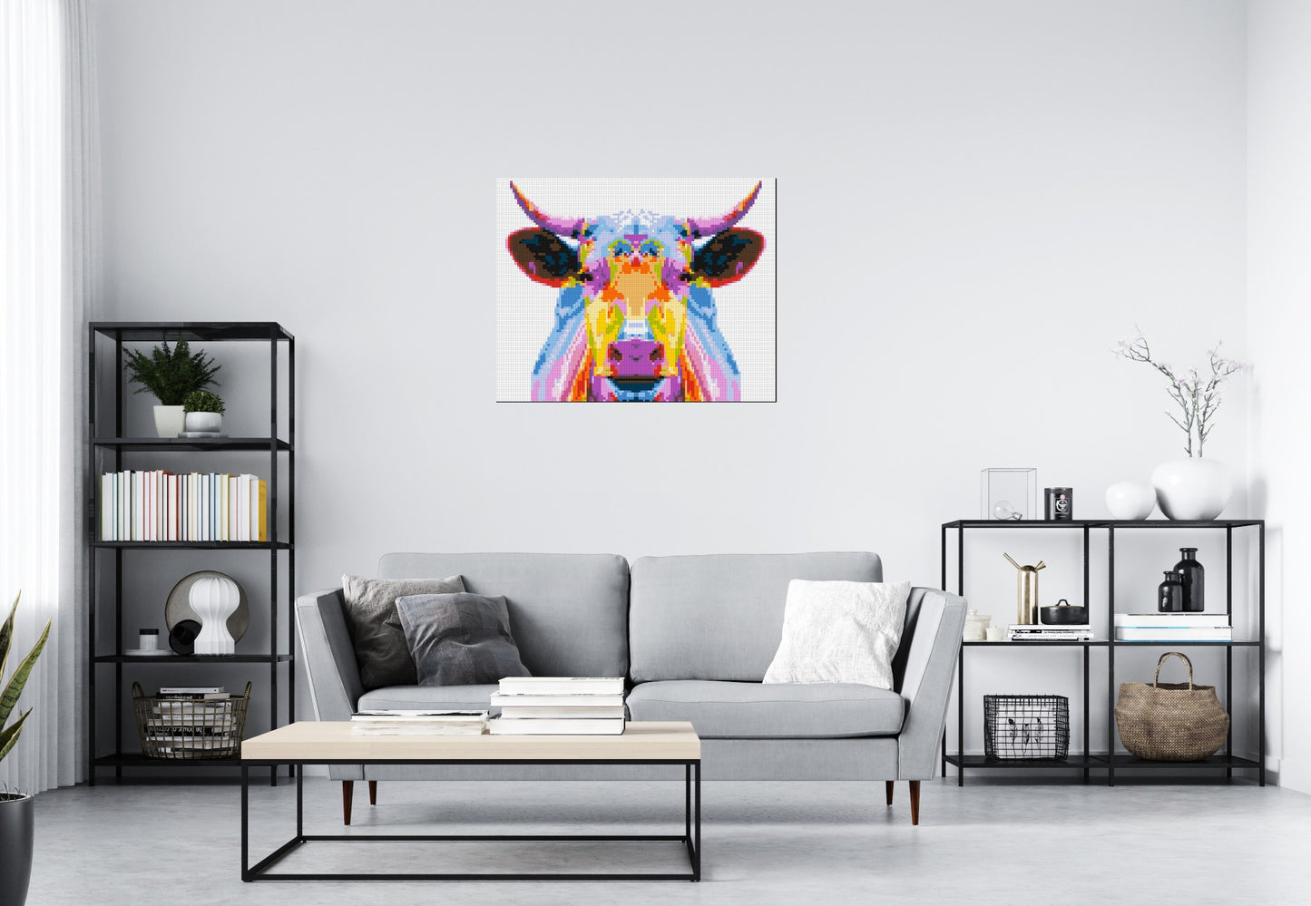 Cow Colourful Pop Art - Brick Art Mosaic Kit 5x4 large