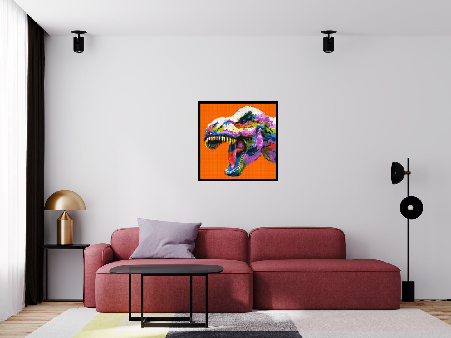 Dinosaur Colourful Pop Art - Brick Art Mosaic Kit 4x4 large
