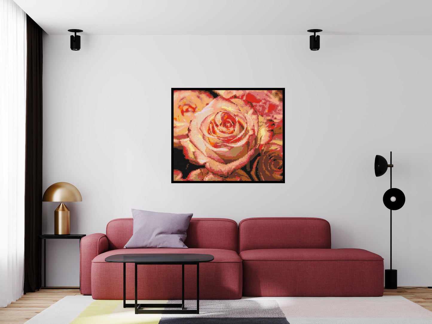 Pink Roses - Brick Art Mosaic Kit 6x5 large