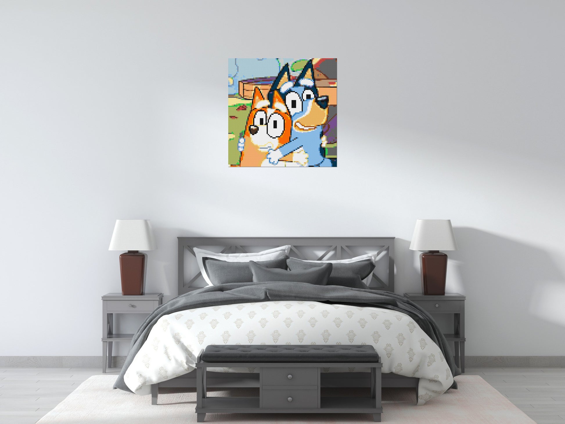 Bluey & Bingo Pixel Art - Brick Art Mosaic Kit 4x4 scene