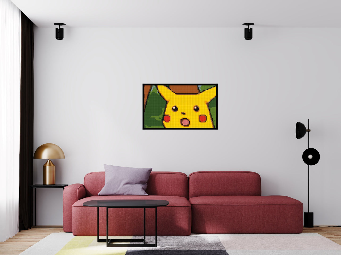 Surprised Pikachu Face Meme - Brick Art Mosaic Kit 5x3 large