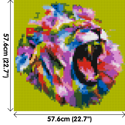 Roaring Lion Colourful Pop Art - Brick Art Mosaic Kit