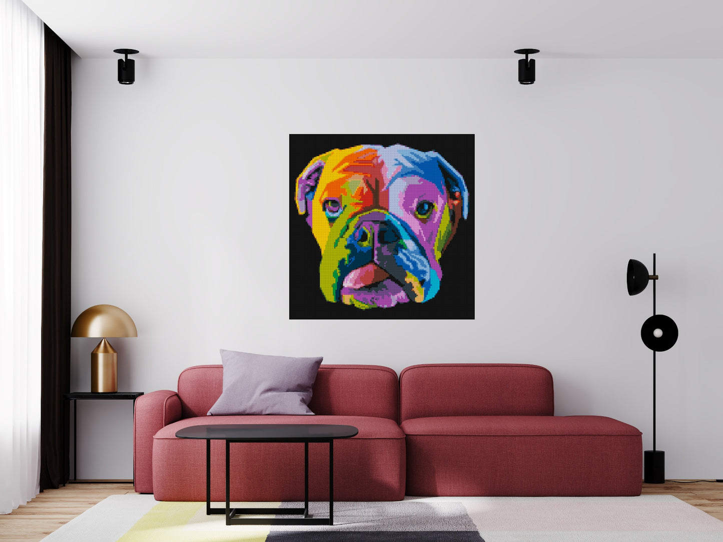 English Bulldog Colourful Pop Art - Brick Art Mosaic Kit