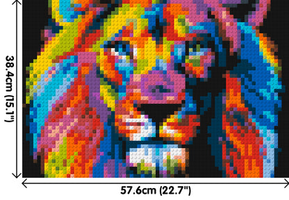 Lion Colourful Pop Art - Brick Art Mosaic Kit
