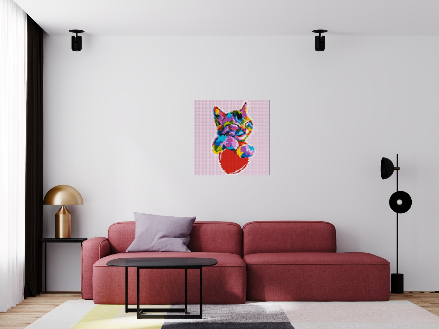 Cat with a Heart Colourful Pop Art - Brick Art Mosaic Kit