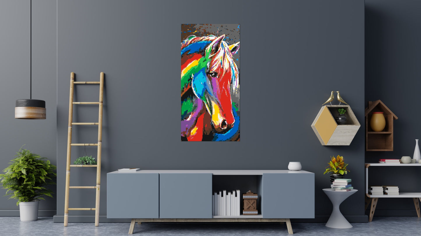Rainbow Horse Colourful Pop Art - Brick Art Mosaic Kit