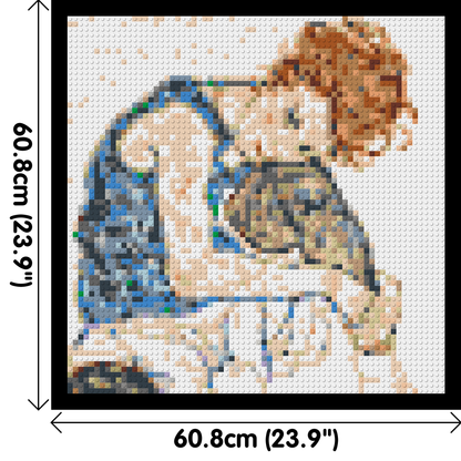 Woman Sitting with Bent Knee by Egon Schiele  - Brick Art Mosaic Kit