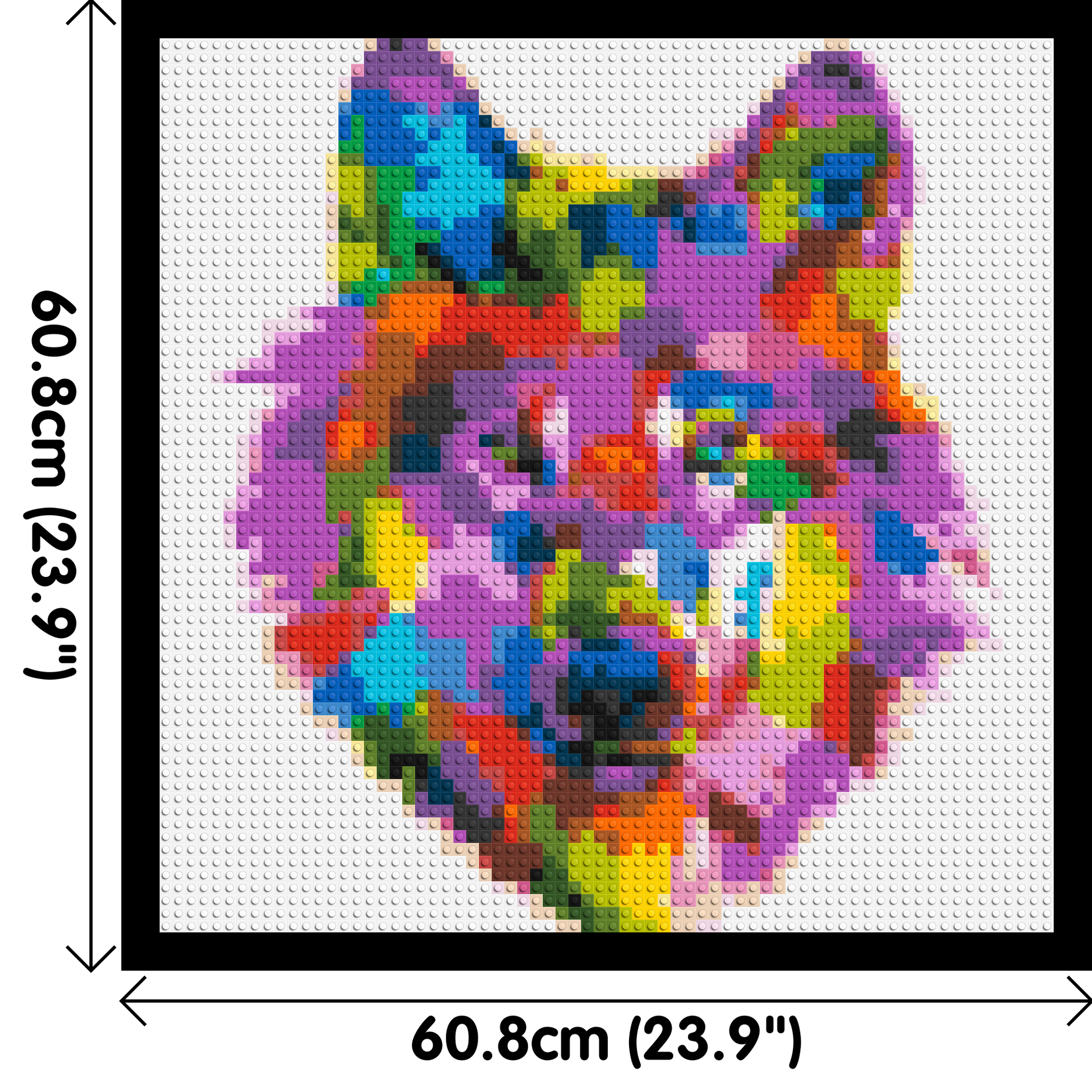 Wolf Colourful Pop Art - Brick Art Mosaic Kit 3x3 dimensions with frame