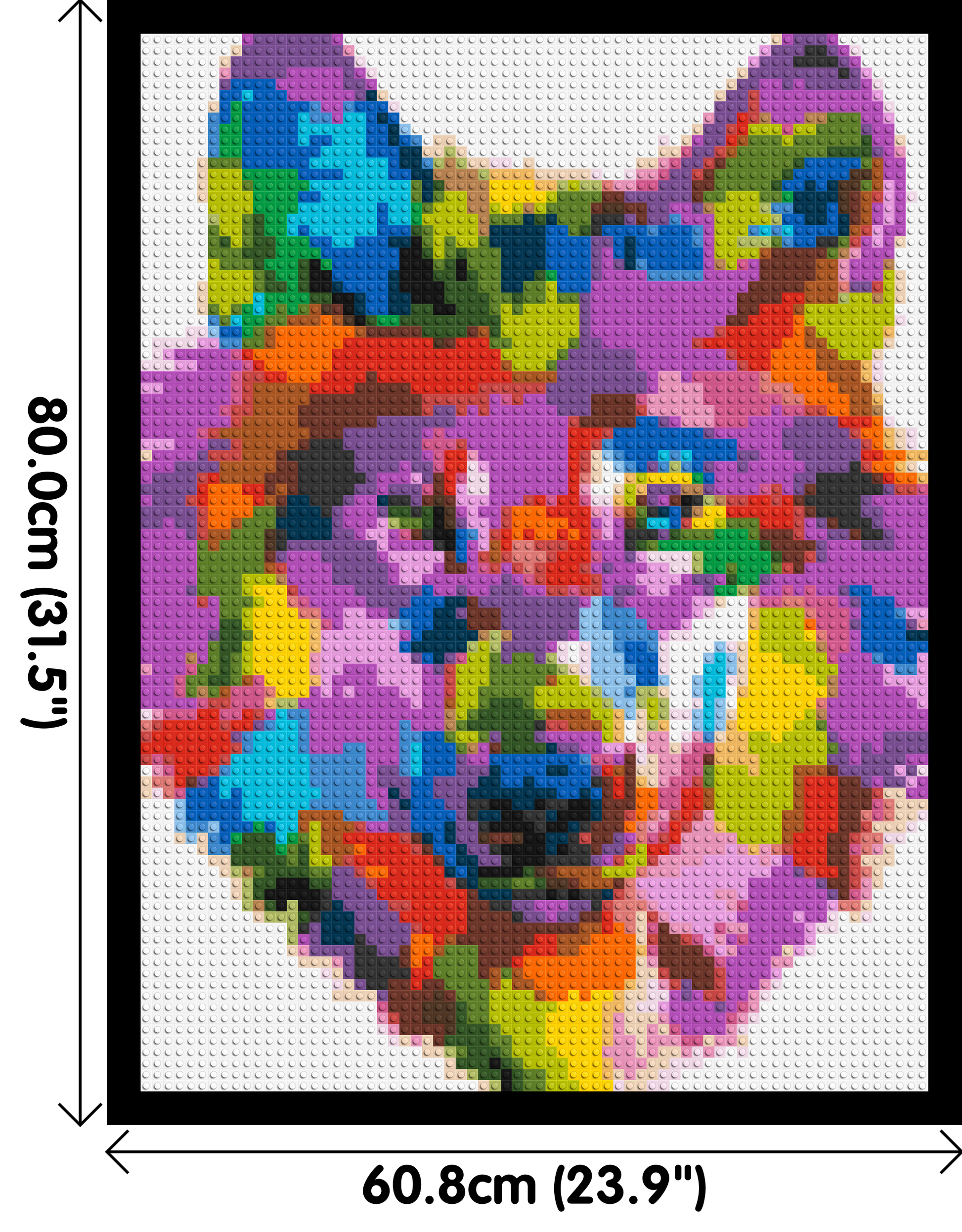 Wolf Colourful Pop Art - Brick Art Mosaic Kit 3x4 dimensions with frame