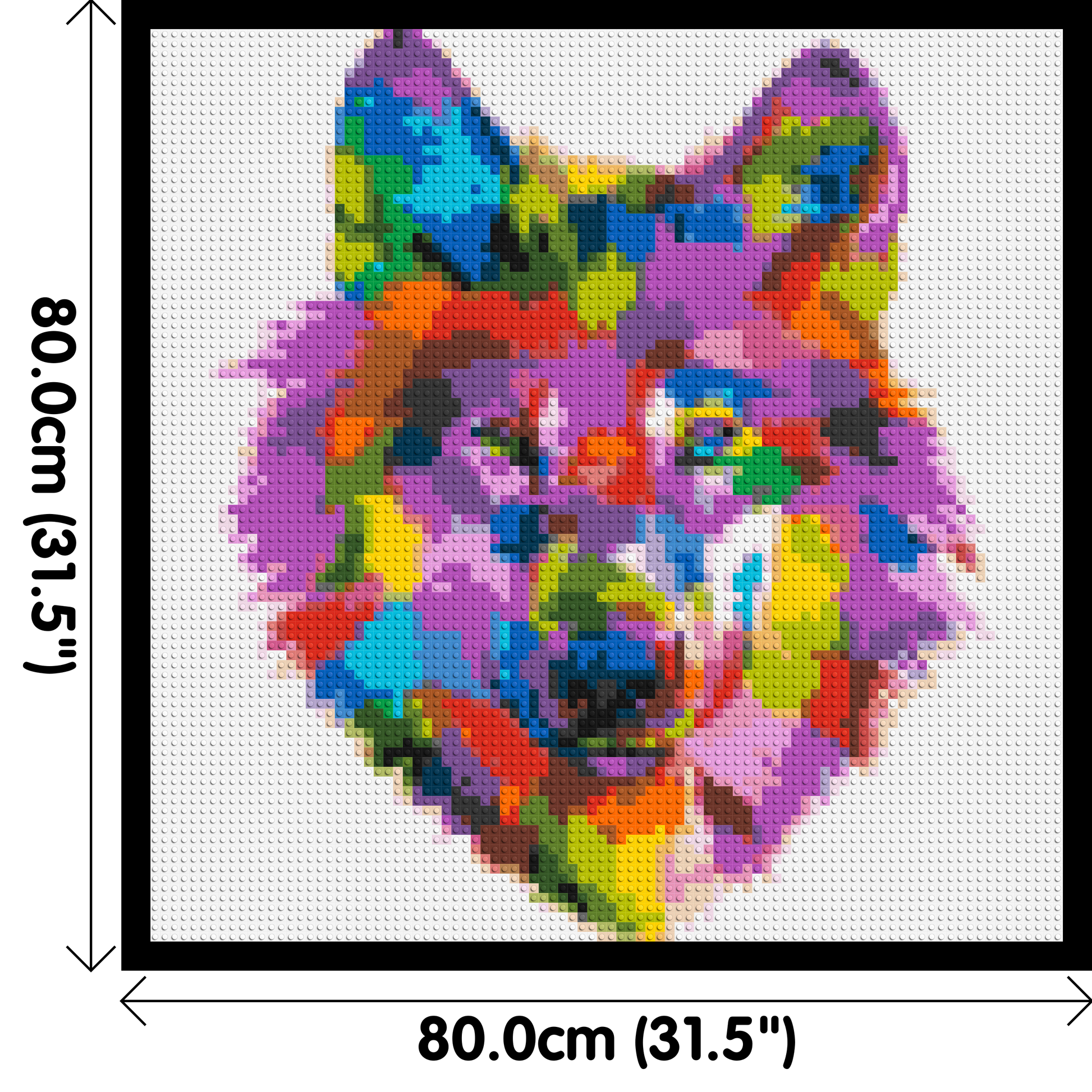 Wolf Colourful Pop Art - Brick Art Mosaic Kit 4x4 dimensions with frame