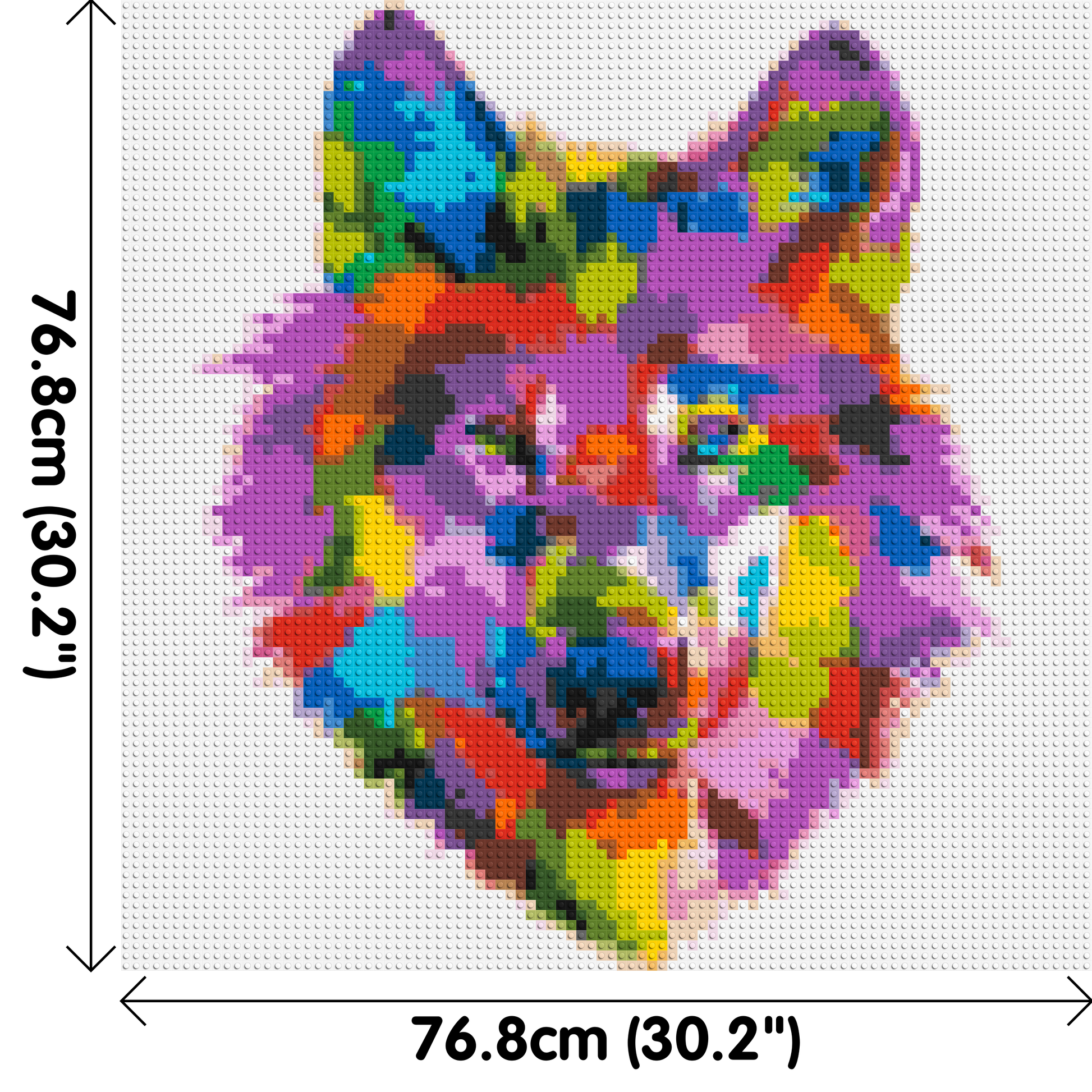 Wolf Colourful Pop Art - Brick Art Mosaic Kit 4x4 dimensions