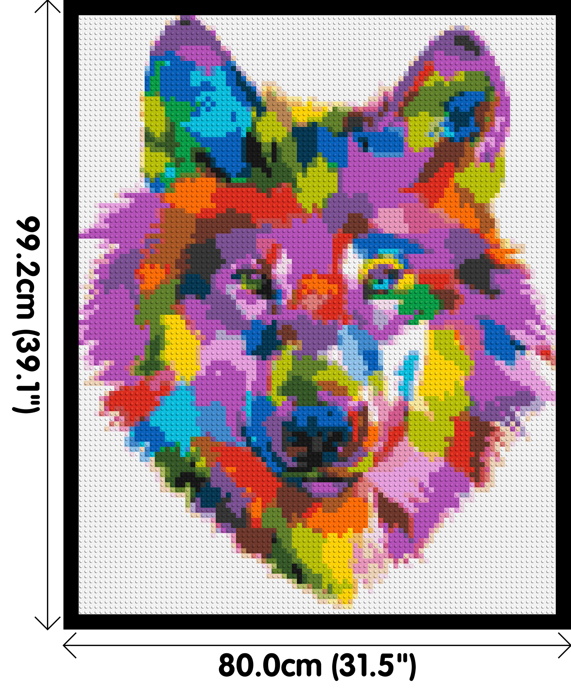 Wolf Colourful Pop Art - Brick Art Mosaic Kit 4x5 dimensions with frame