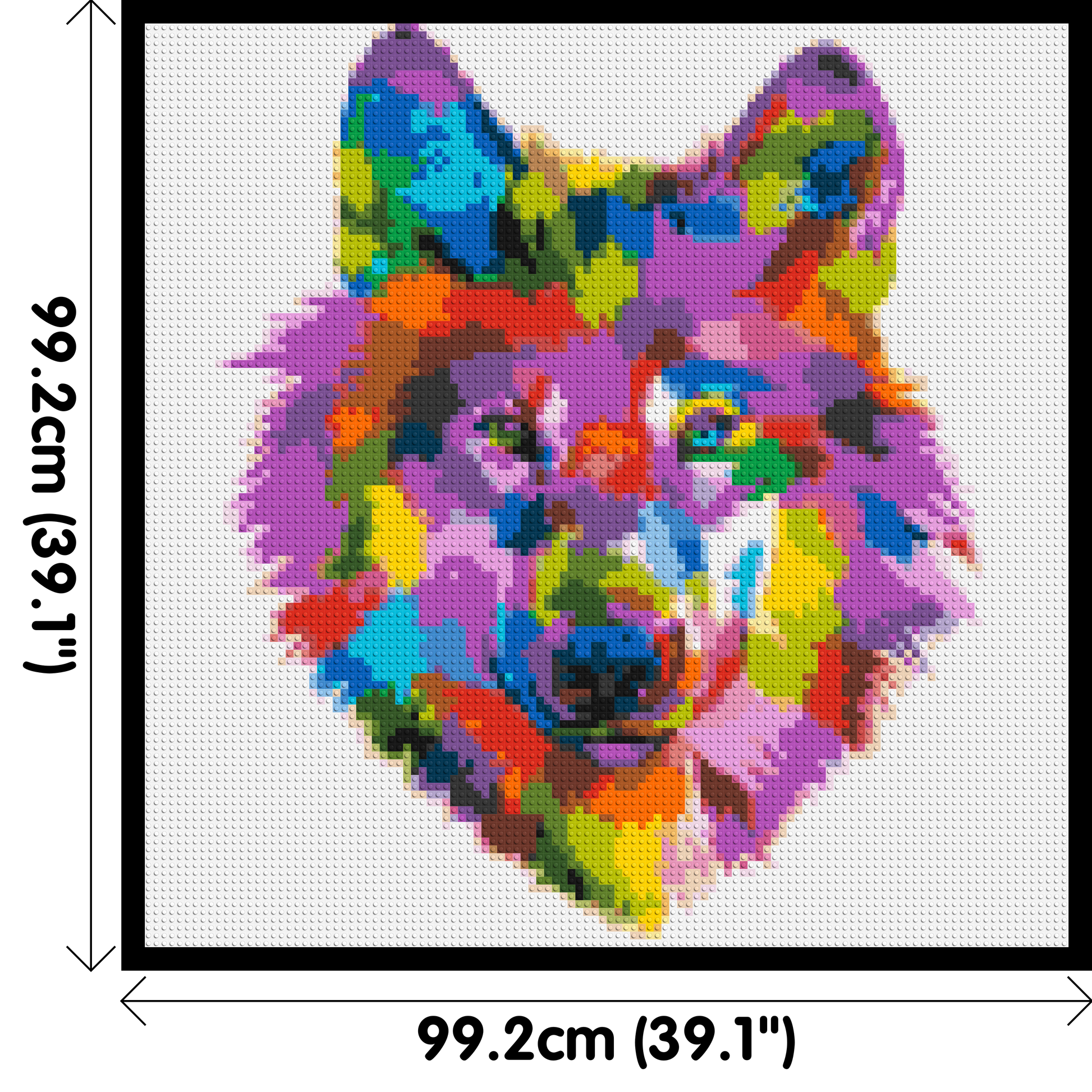 Wolf Colourful Pop Art - Brick Art Mosaic Kit 5x5 dimensions with frame