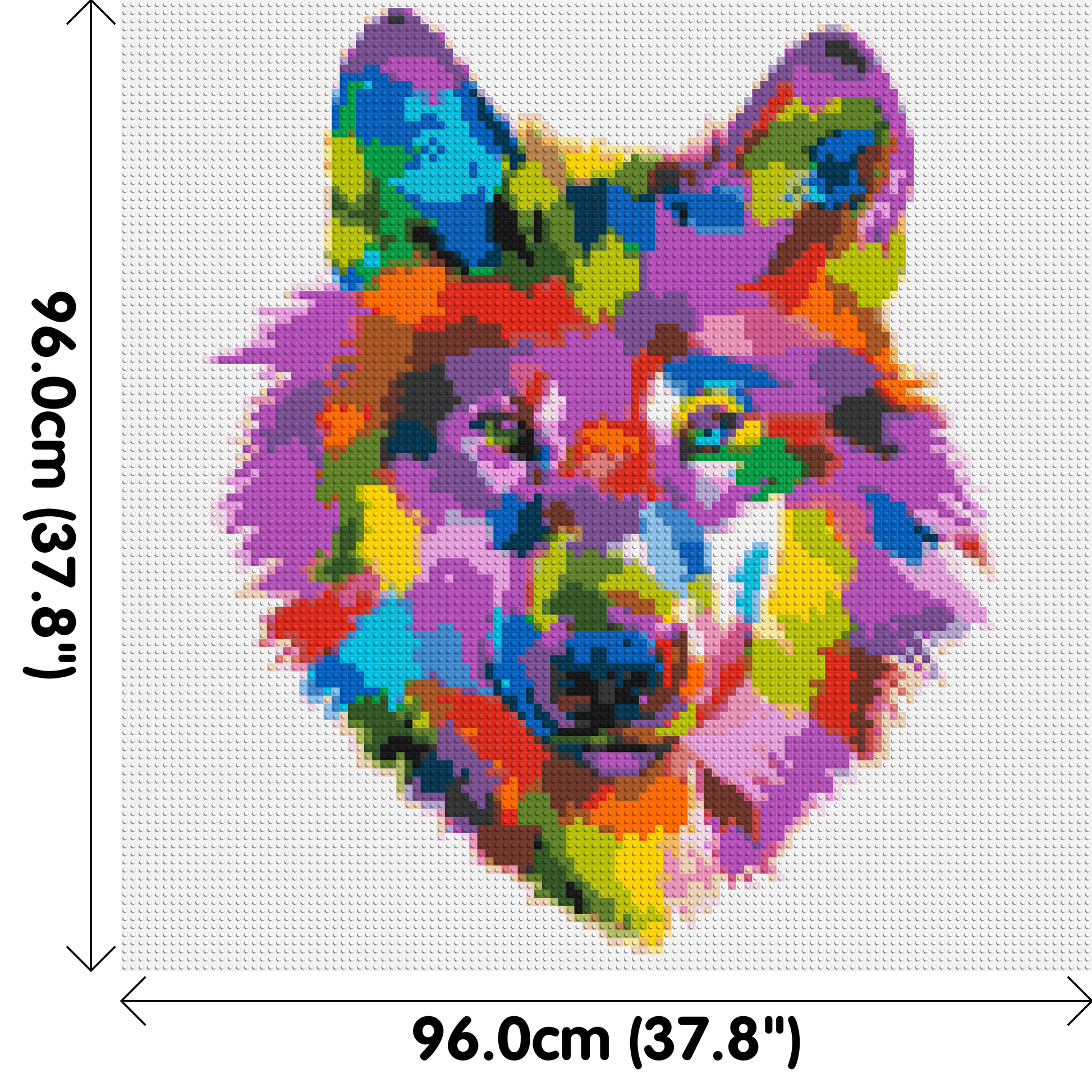 Wolf Colourful Pop Art - Brick Art Mosaic Kit 5x5 dimensions