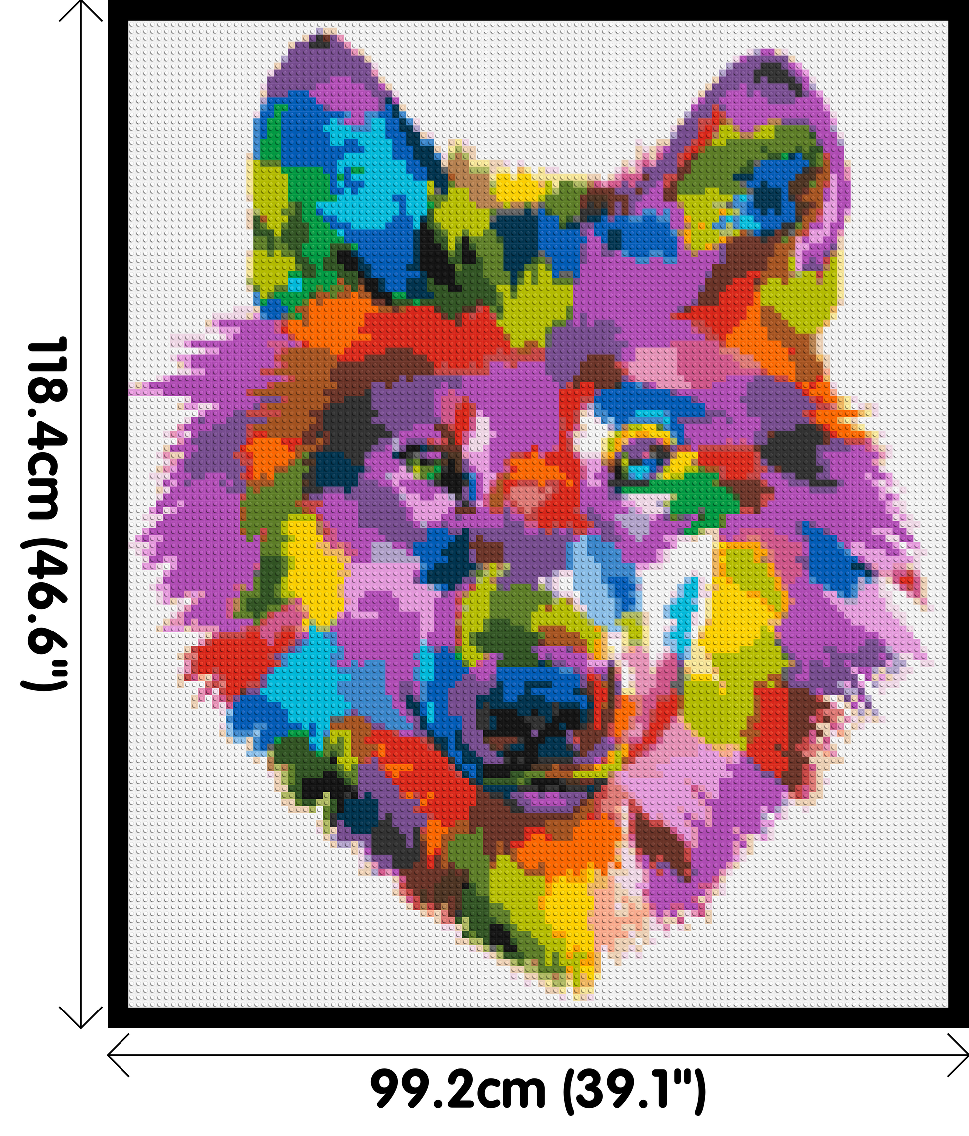 Wolf Colourful Pop Art - Brick Art Mosaic Kit 5x6 dimensions with frame