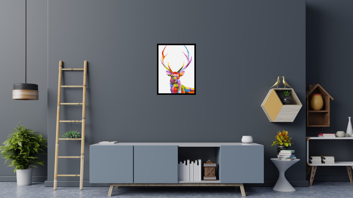 Stag Colourful Pop Art - Brick Art Mosaic Kit 3x4 large