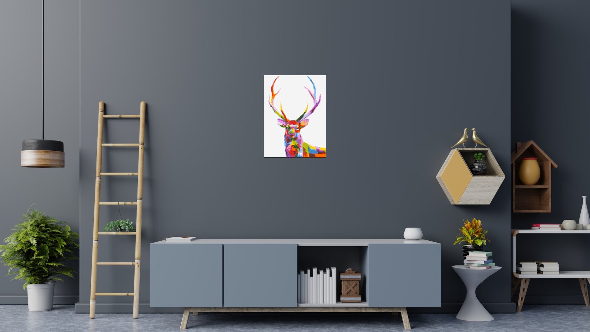 Stag Colourful Pop Art - Brick Art Mosaic Kit 3x4 scene