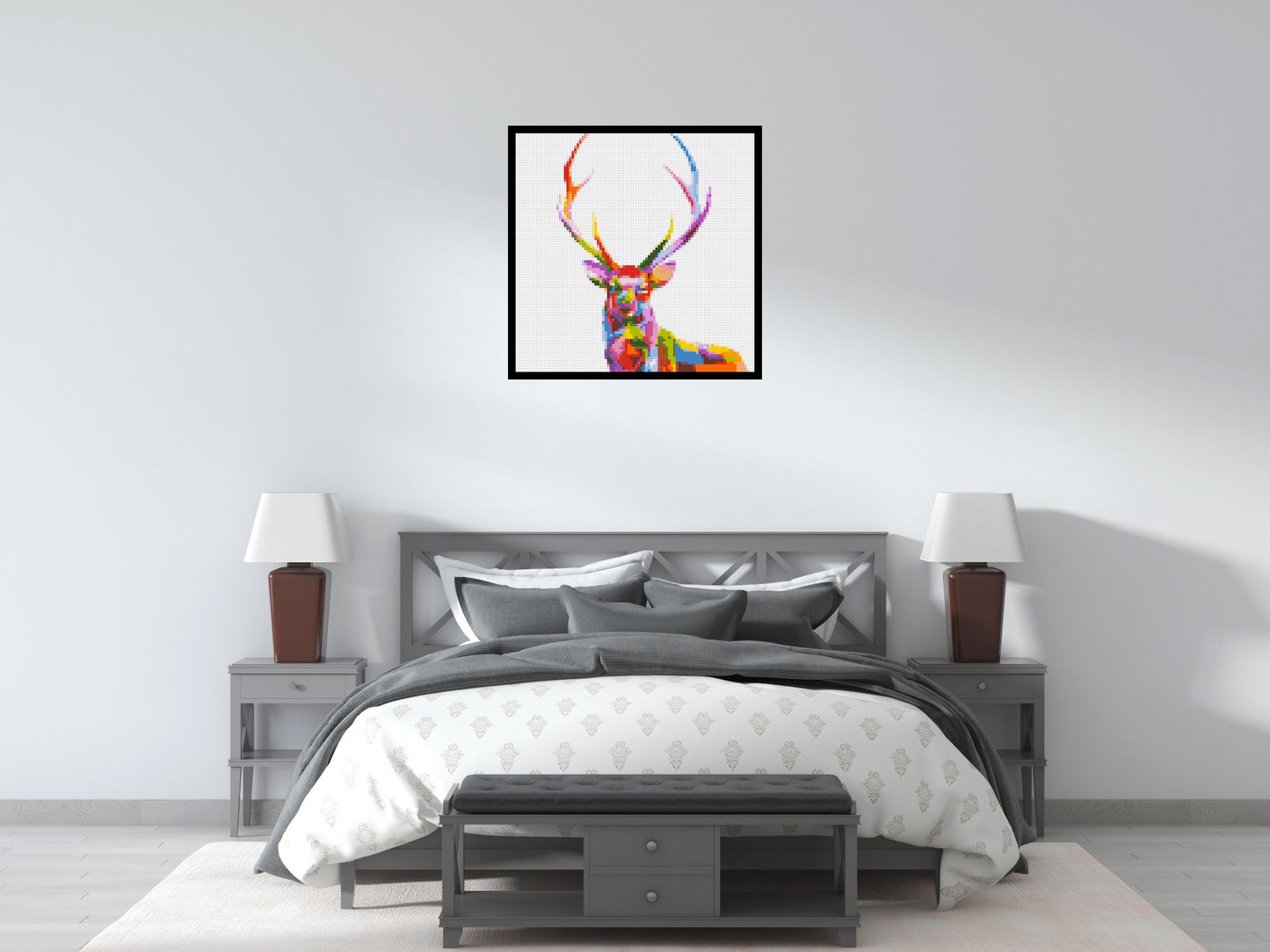 Stag Colourful Pop Art - Brick Art Mosaic Kit 4x4 large