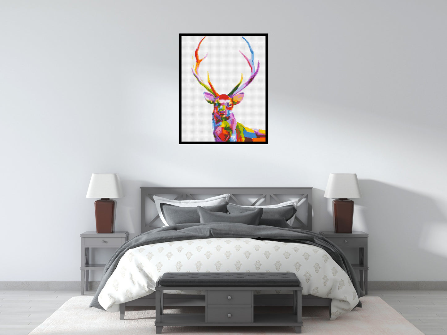 Stag Colourful Pop Art - Brick Art Mosaic Kit 4x5 large