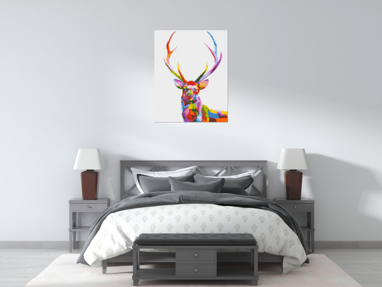 Stag Colourful Pop Art - Brick Art Mosaic Kit 4x5 large