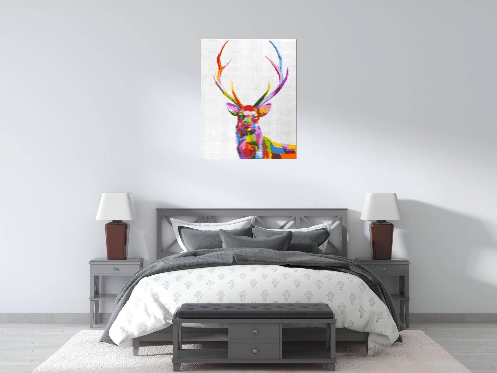 Stag Colourful Pop Art - Brick Art Mosaic Kit 4x5 scene