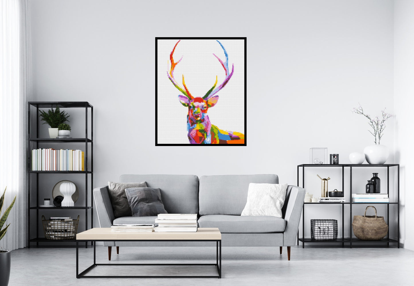 Stag Colourful Pop Art - Brick Art Mosaic Kit 5x6 large