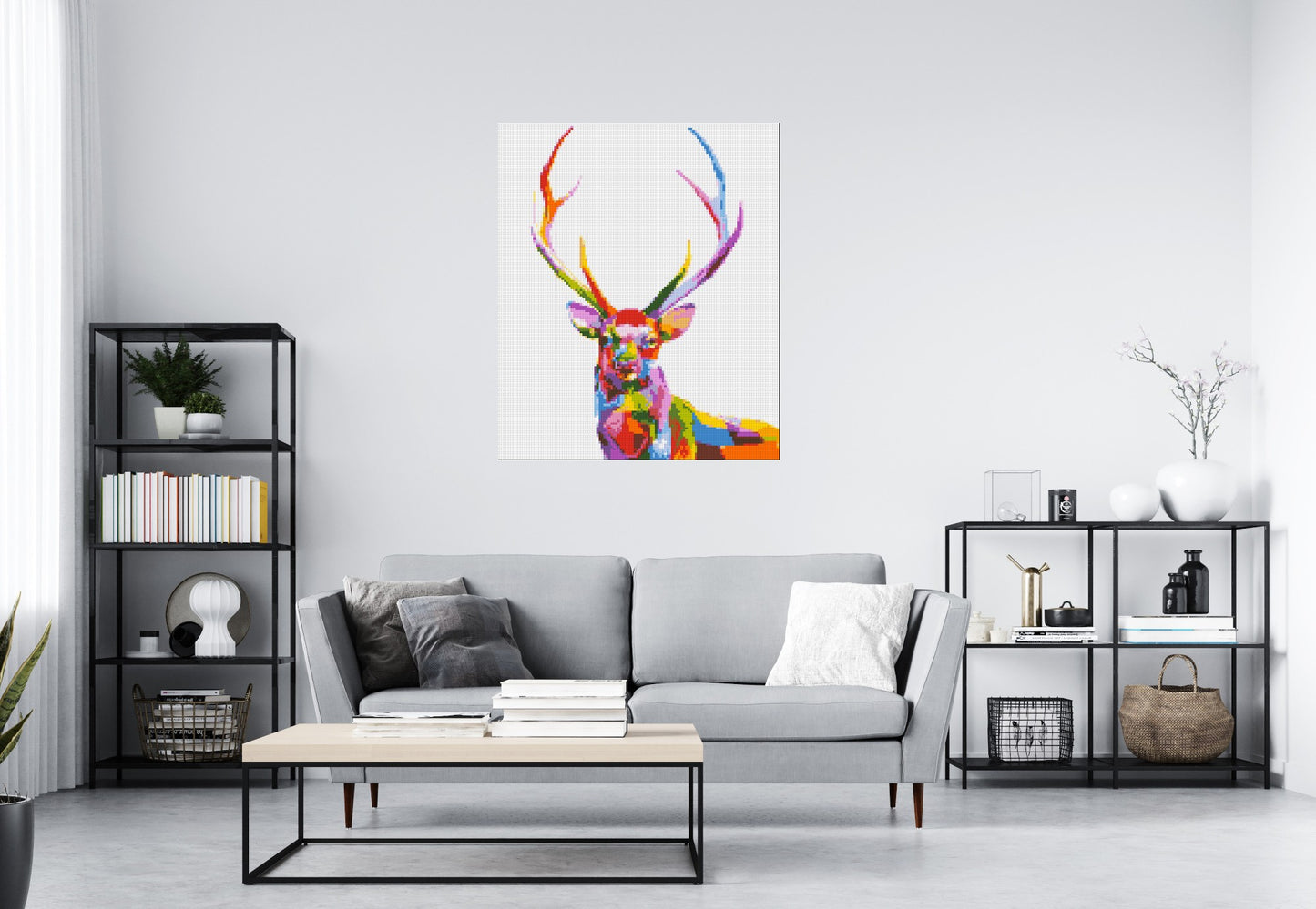 Stag Colourful Pop Art - Brick Art Mosaic Kit 5x6 large