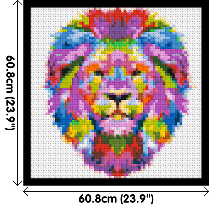 Regal Lion Colourful Pop Art - Brick Art Mosaic Kit 3x3 large