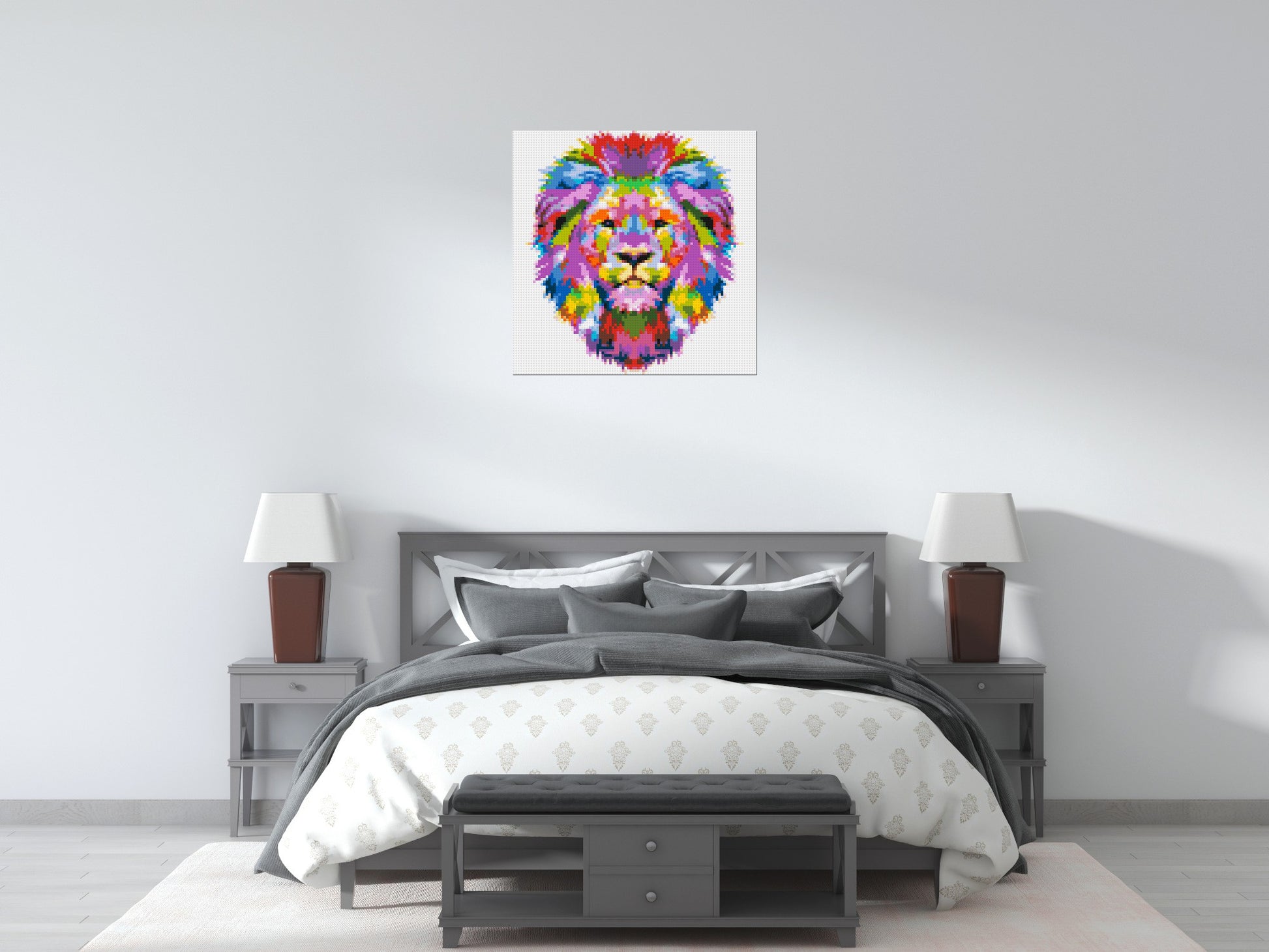 Regal Lion Colourful Pop Art - Brick Art Mosaic Kit 4x4 scene