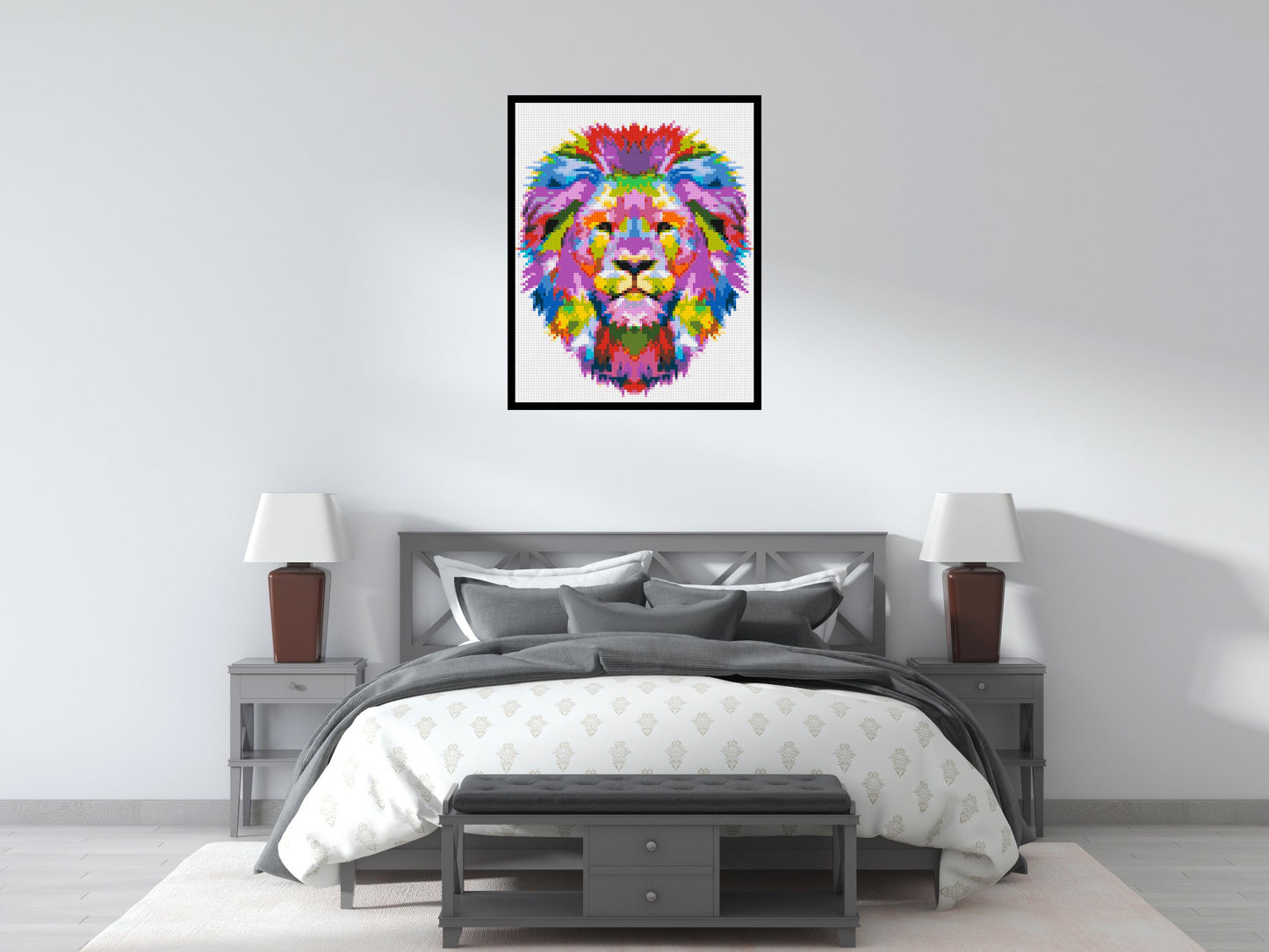 Regal Lion Colourful Pop Art - Brick Art Mosaic Kit 4x5 large