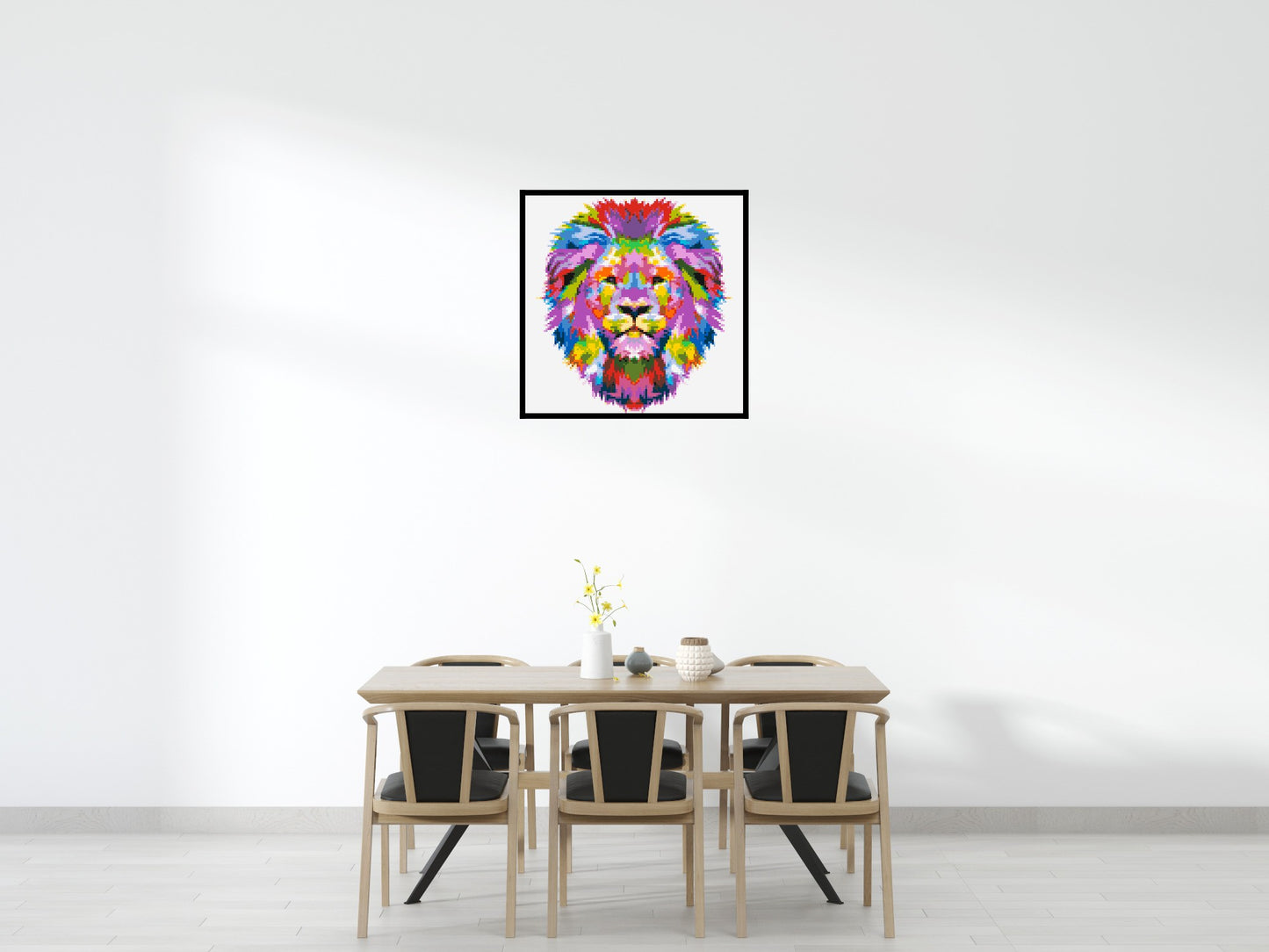 Regal Lion Colourful Pop Art - Brick Art Mosaic Kit 5x5 large