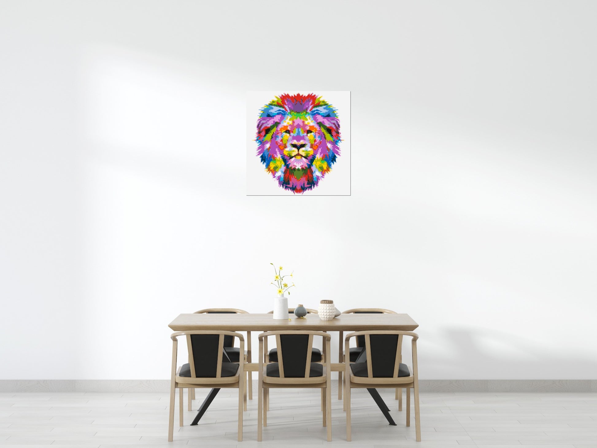 Regal Lion Colourful Pop Art - Brick Art Mosaic Kit 5x5 scene