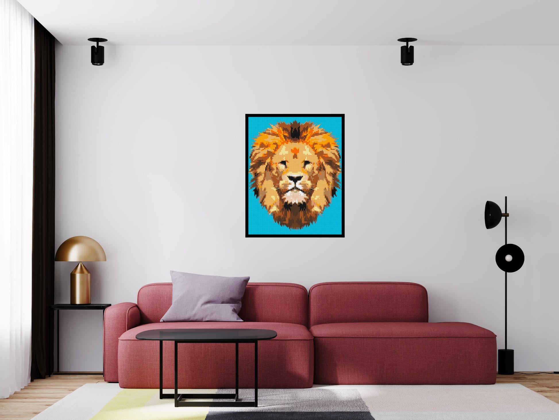 Lion King Pop Art - Brick Art Mosaic Kit 4x5 scene with frame